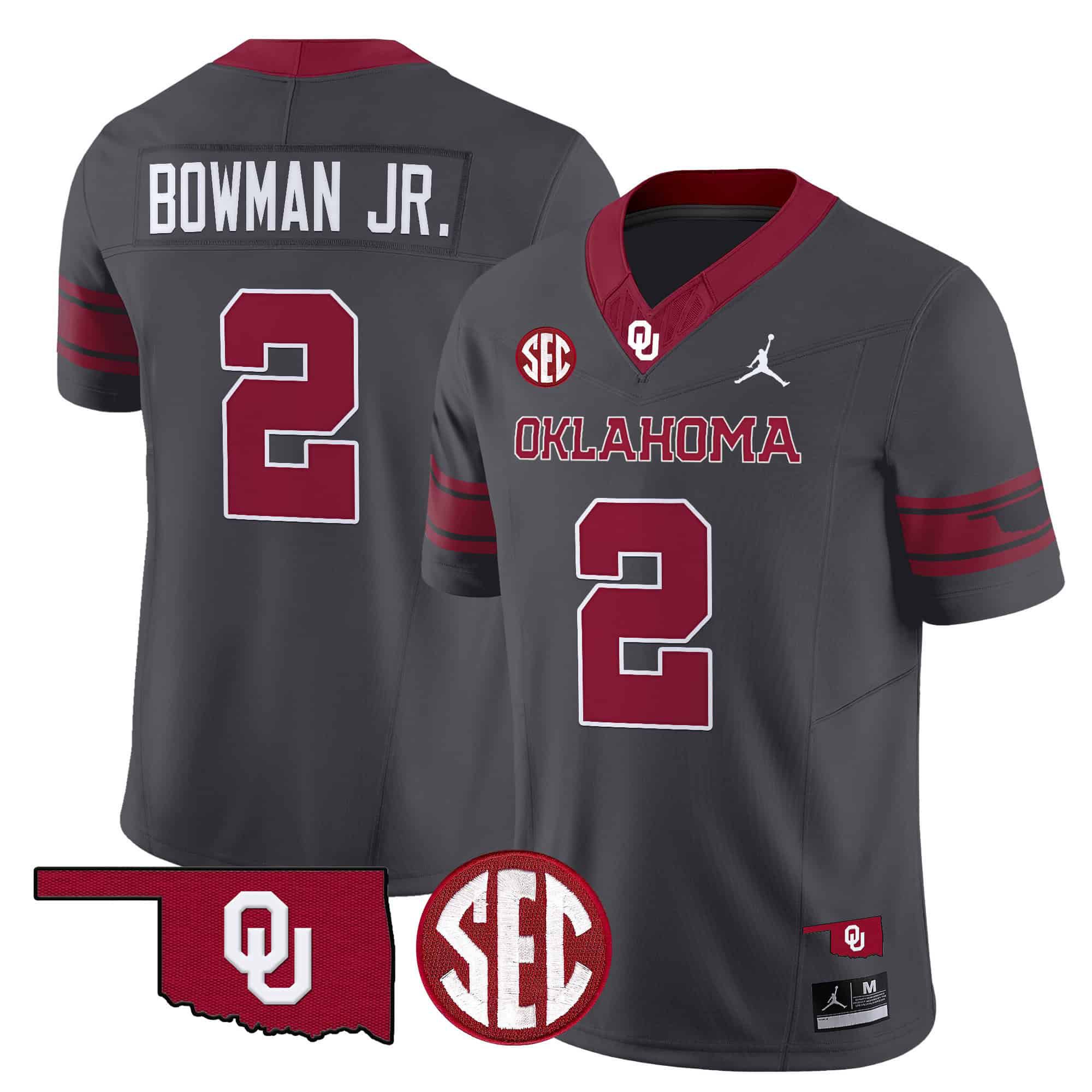 Men Oklahoma Sooners #2 Bowman jr Grey 2024 Vapor Limited NCAA Jersey